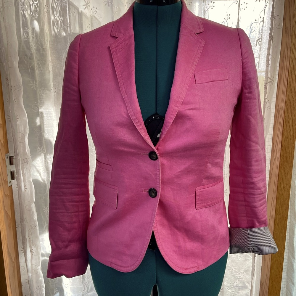 J.Crew pink linen boyfriend blazer size 4